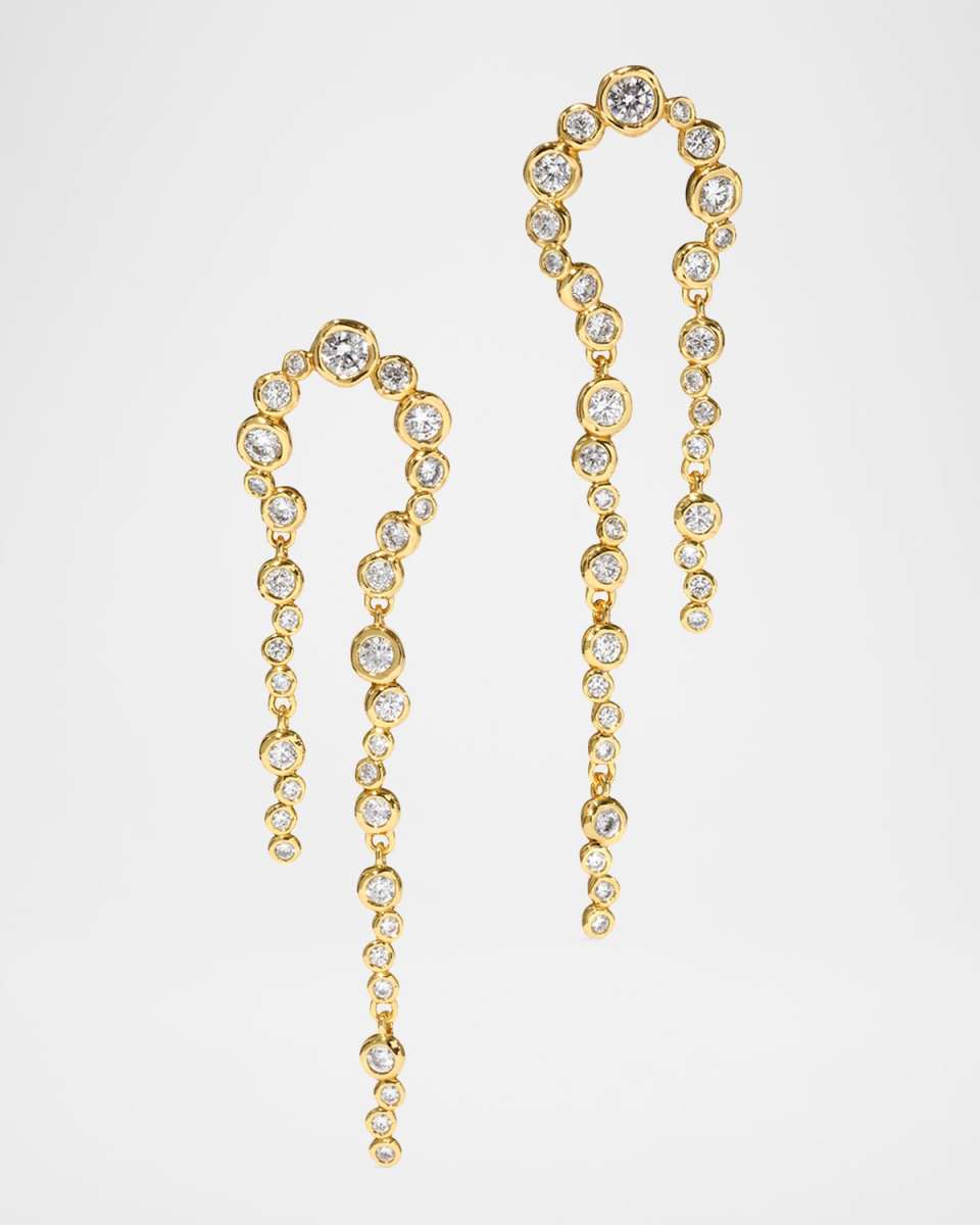 Asterales Gold CZ Arched Long Earrings
